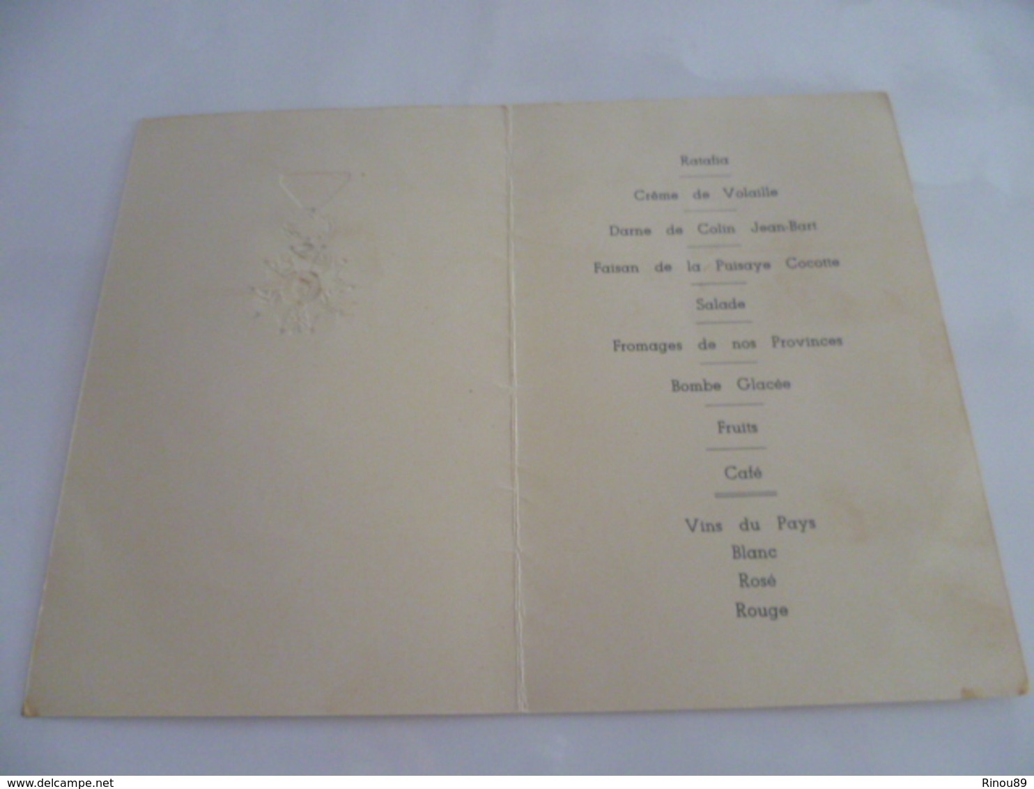 Menu De La Remise De La Légion D'Honneur 1955 - Menus