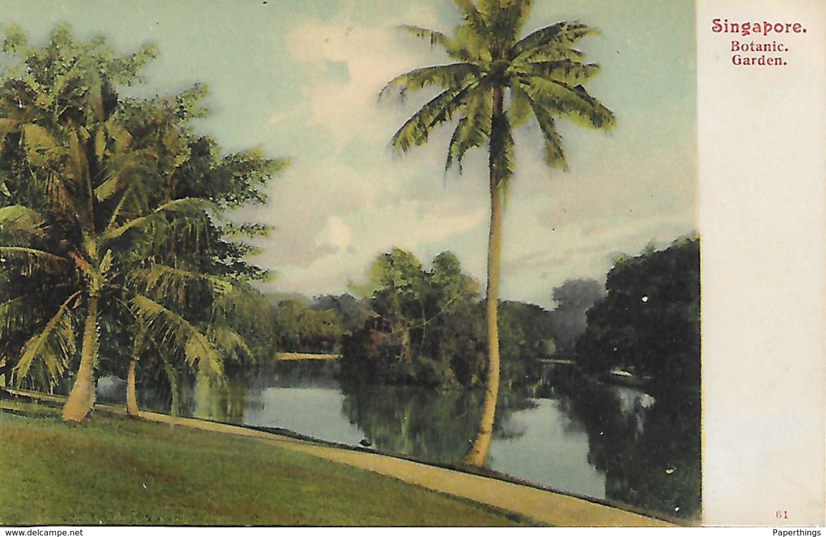 Old Colour Postcard, China, Botanic Gardens, Singapore. River Landscape. - Singapour