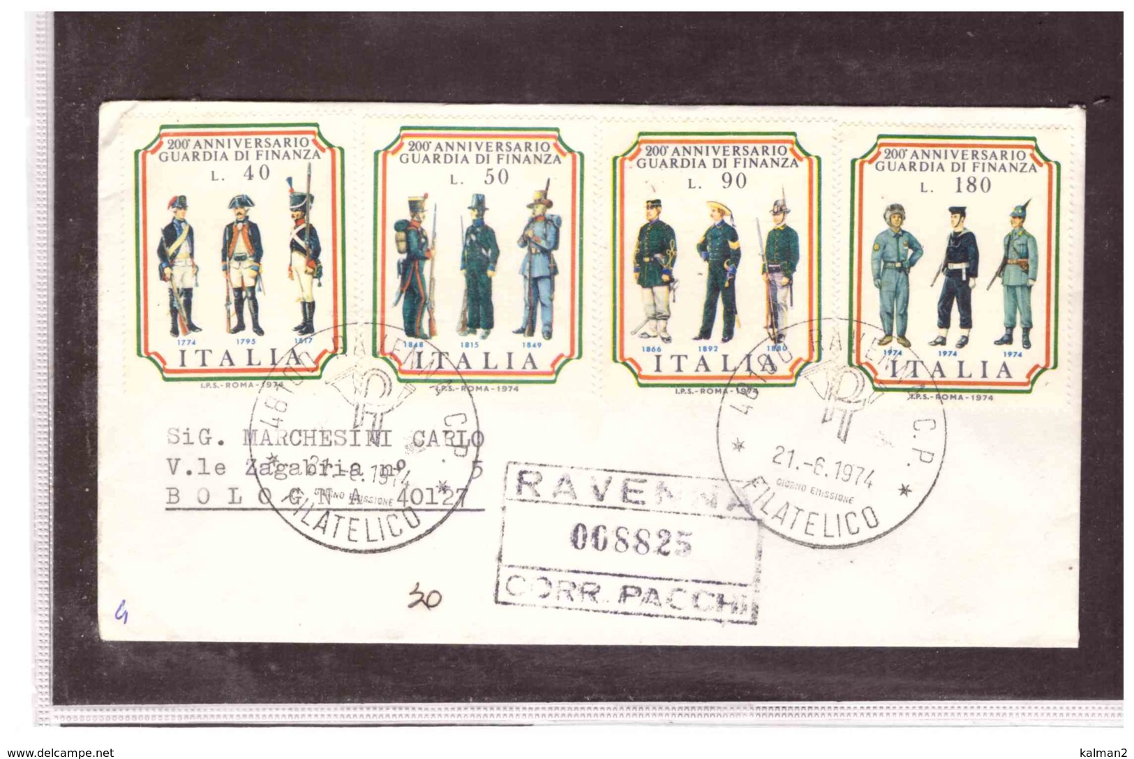 FDC5047   -   RAVENNA   21.6.1974   /      FDC  BICENTENARIO DELLA GUARDIA DI FINANZA - Other & Unclassified