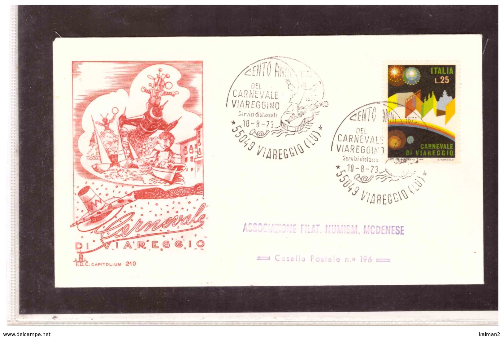 TEM5091   -   VIAREGGIO  10.8.1973   /    FDC  CARNEVALE DI VIAREGGIO - Carnevale