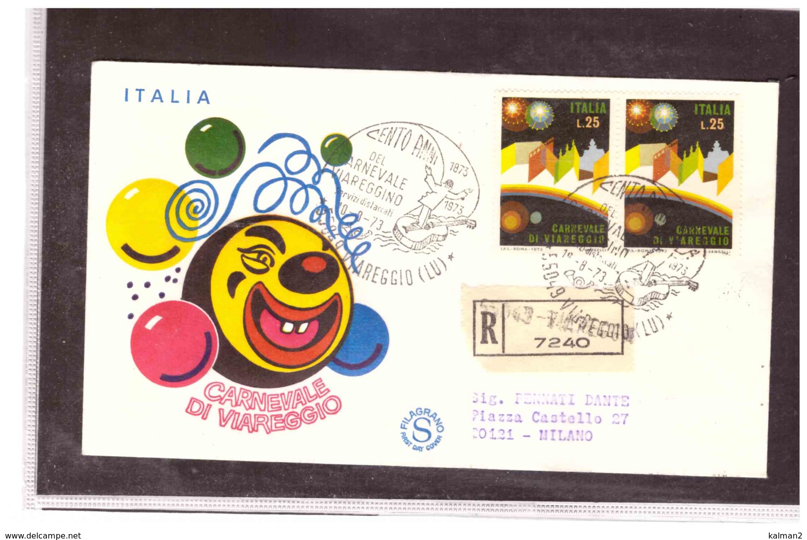 TEM5092   -   VIAREGGIO  10.8.1973   /    FDC  CARNEVALE DI VIAREGGIO - Carnevale