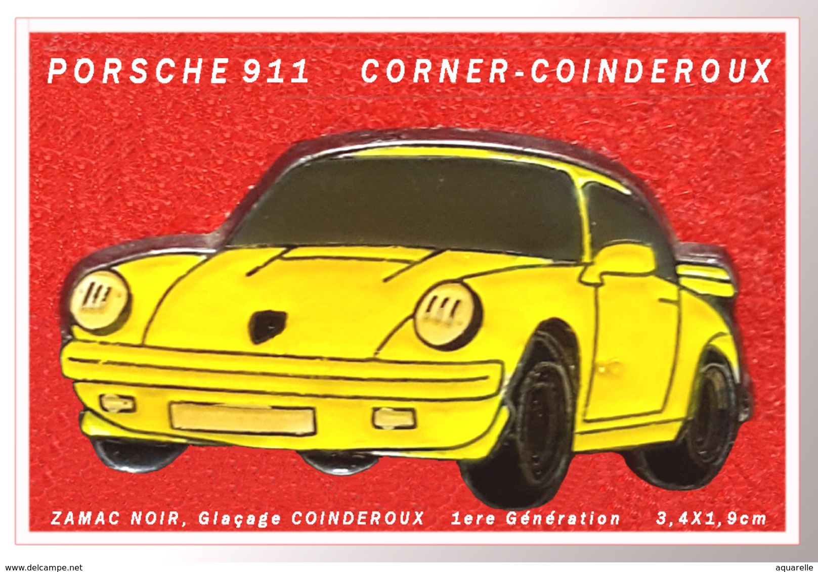 SUPER PIN'S PORSCHE 911 : RARE Et Ancien "CORNER-COINDEROUX" PORSCHE 911 En ZAMAC NOIR + Glaçage CORNER - Porsche