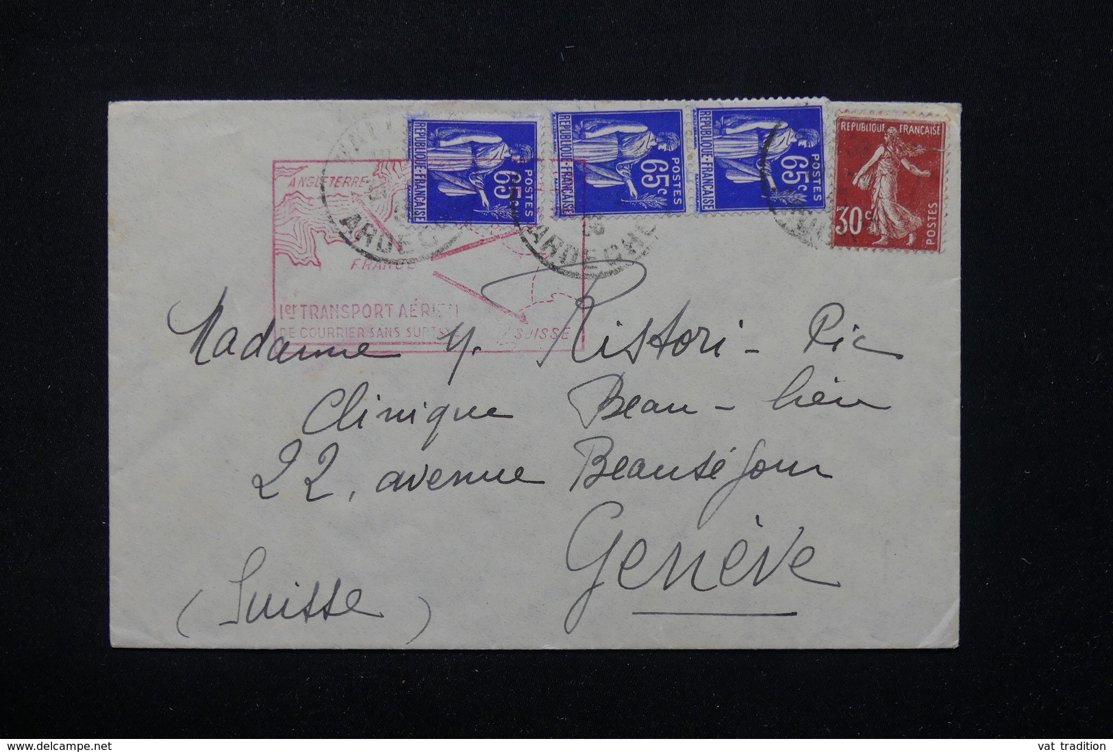 FRANCE - Enveloppe Par Avion 1 Er Vol France / Suisse Sans Surtaxe - L 21122 - 1960-.... Lettres & Documents