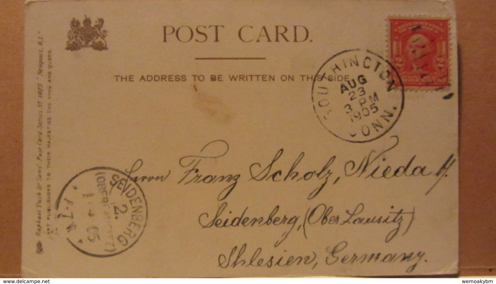 AK USA New,port, R.I. Mit "Beacon Rock", Stpl. SOUTHINCTON/Connecticut Vom 23.8.1905 Nach Nieda/Oberl.ausitz - Hartford