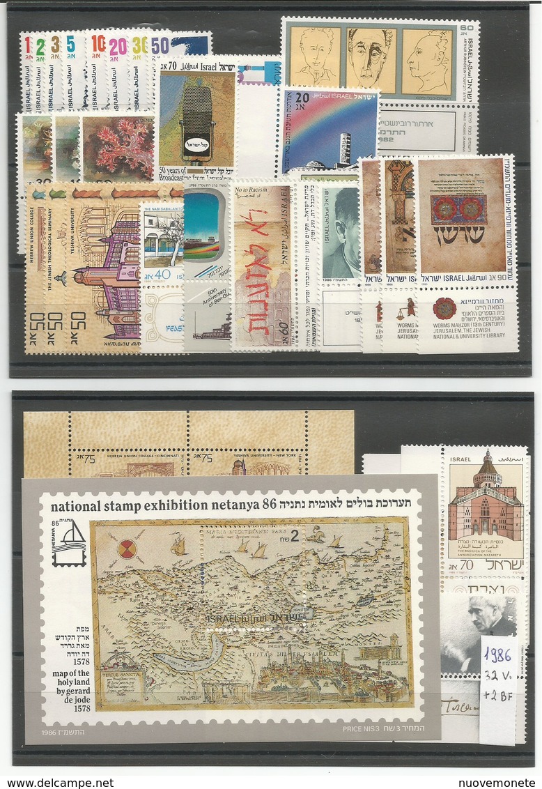 ISRAELE 1986 Annata Completa Dei 32 Commemorativi + 2 BF ASSOLUTA PRIMA SCELTA - Nuovi (con Tab)