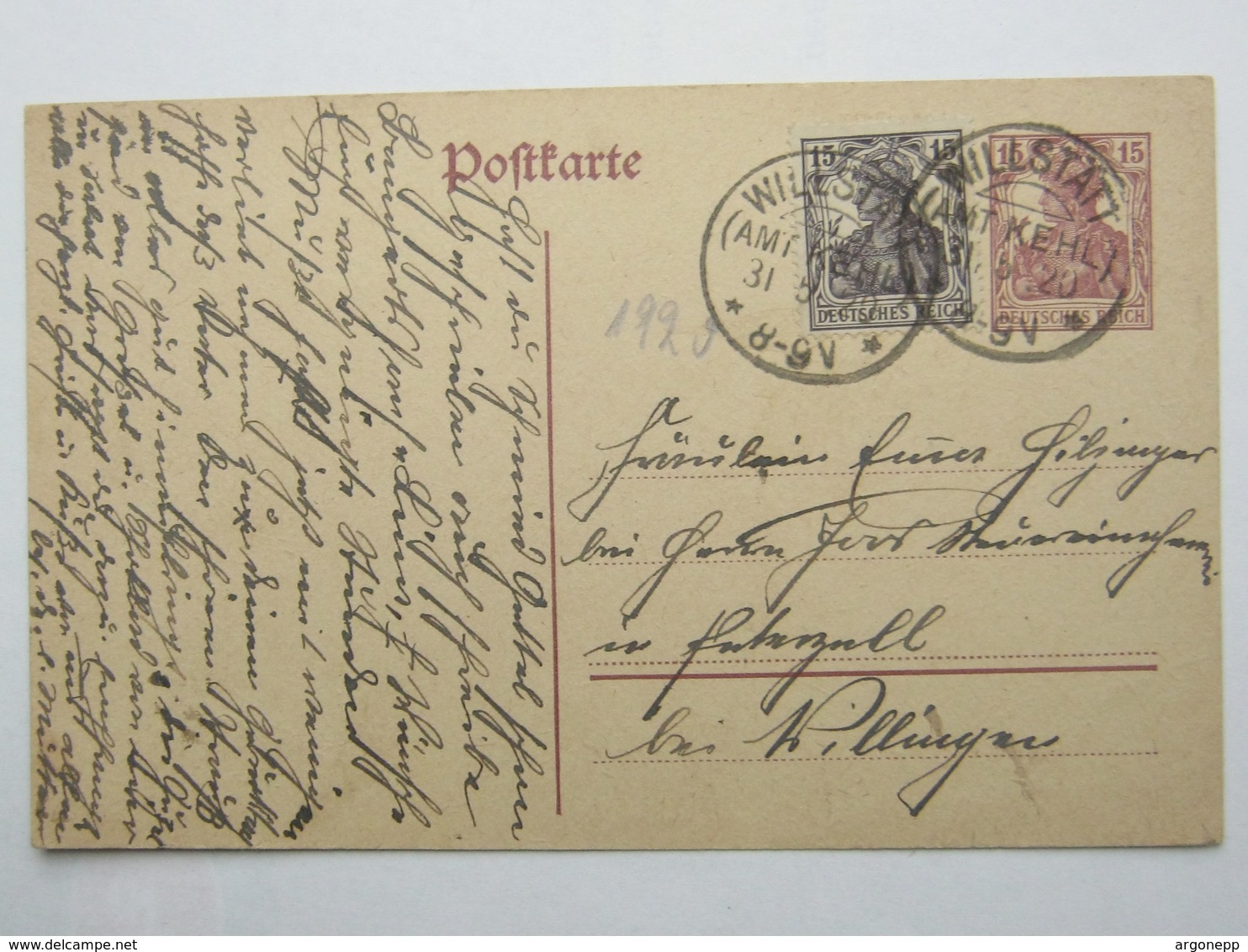 1920 , WILLSTÄDT , Klarer KOS Stempel Auf Ganzsache - Briefe U. Dokumente