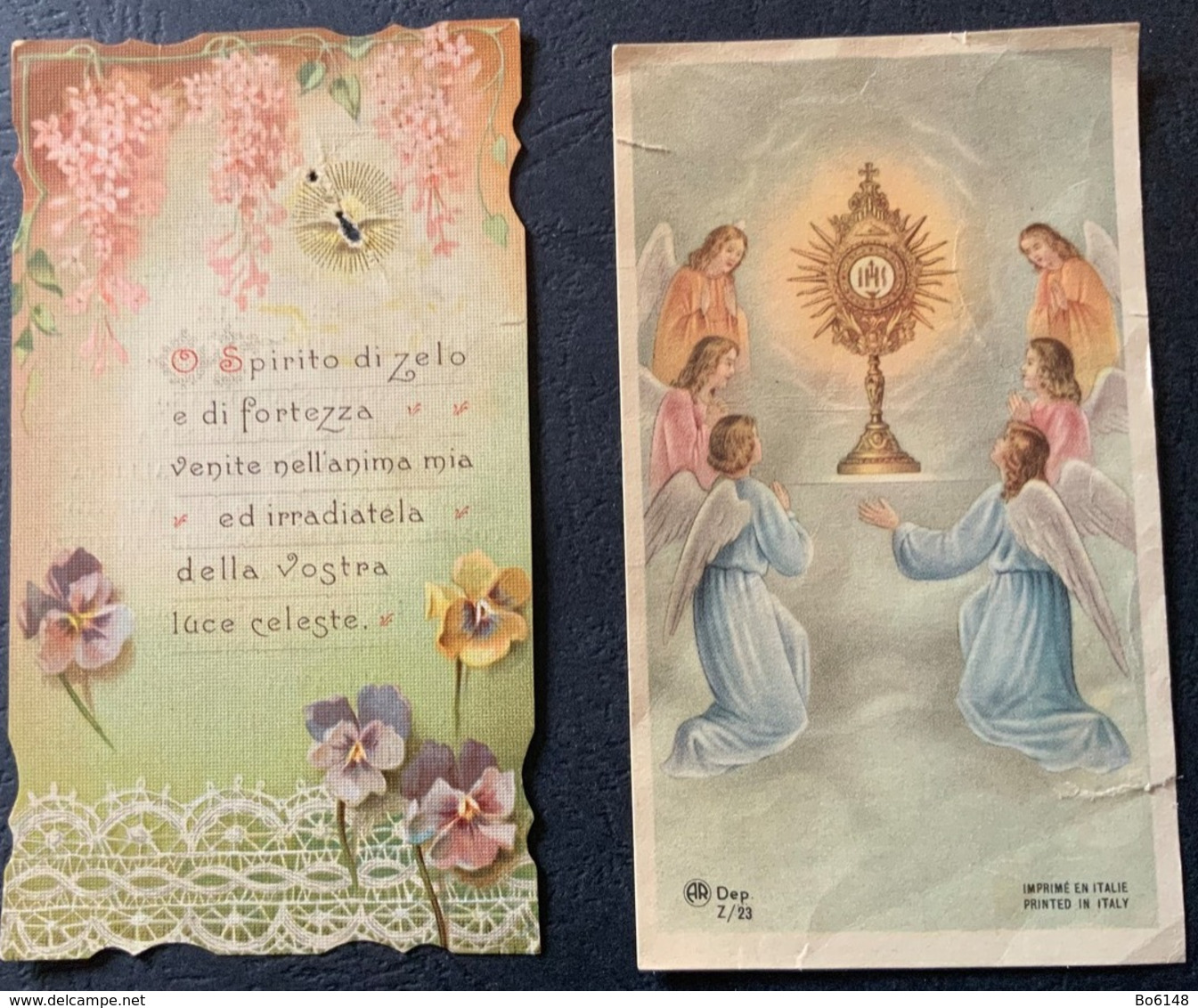 2 Antico Santino Holy Card “ PRIMA COMUNIONE “ Dedica Del 1916 , E AR Z/23 - Images Religieuses