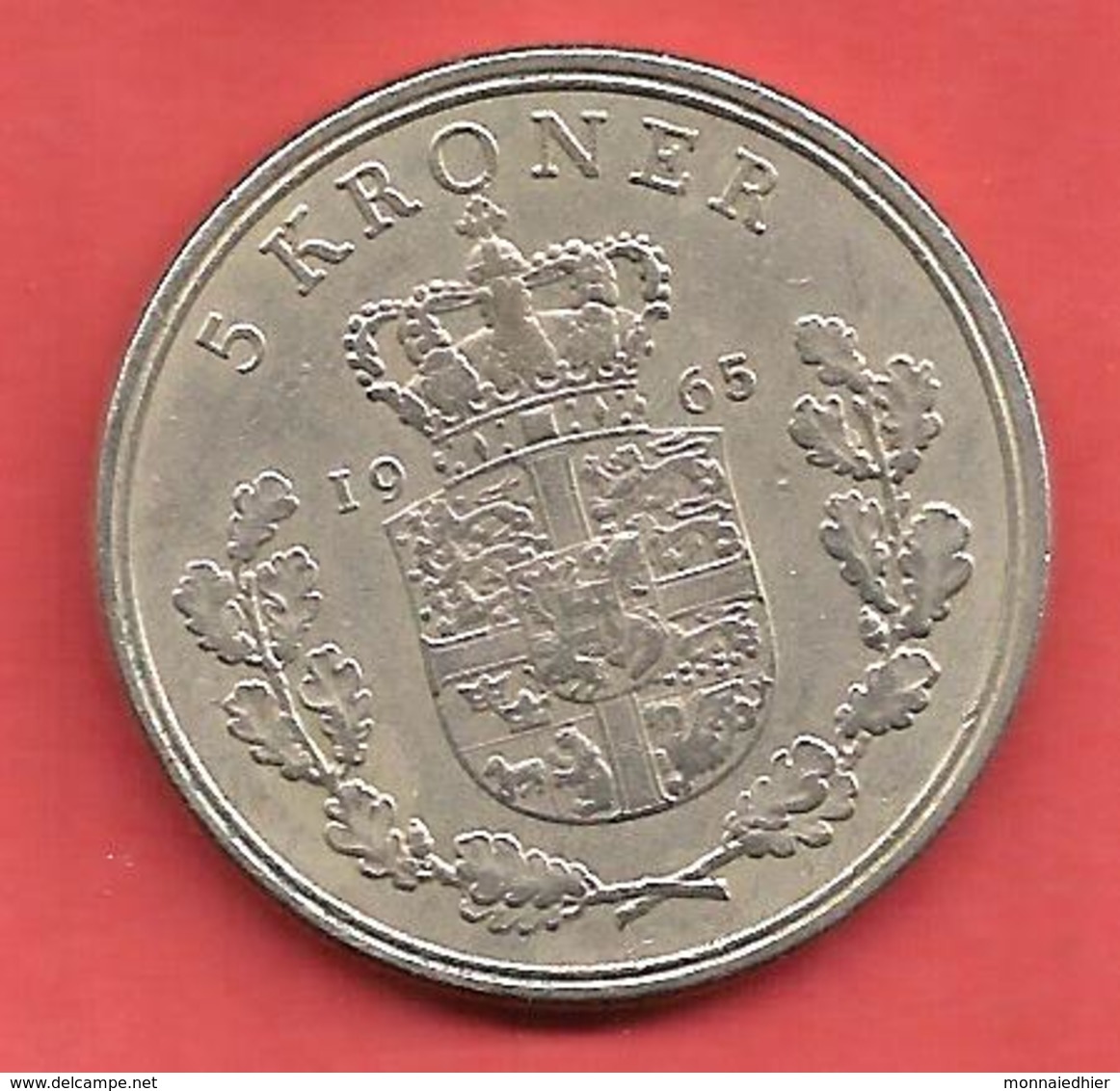 5 Kroner , DANEMARK , Cupro-Nickel , 1965 , N° KM # 853.1 - Danemark