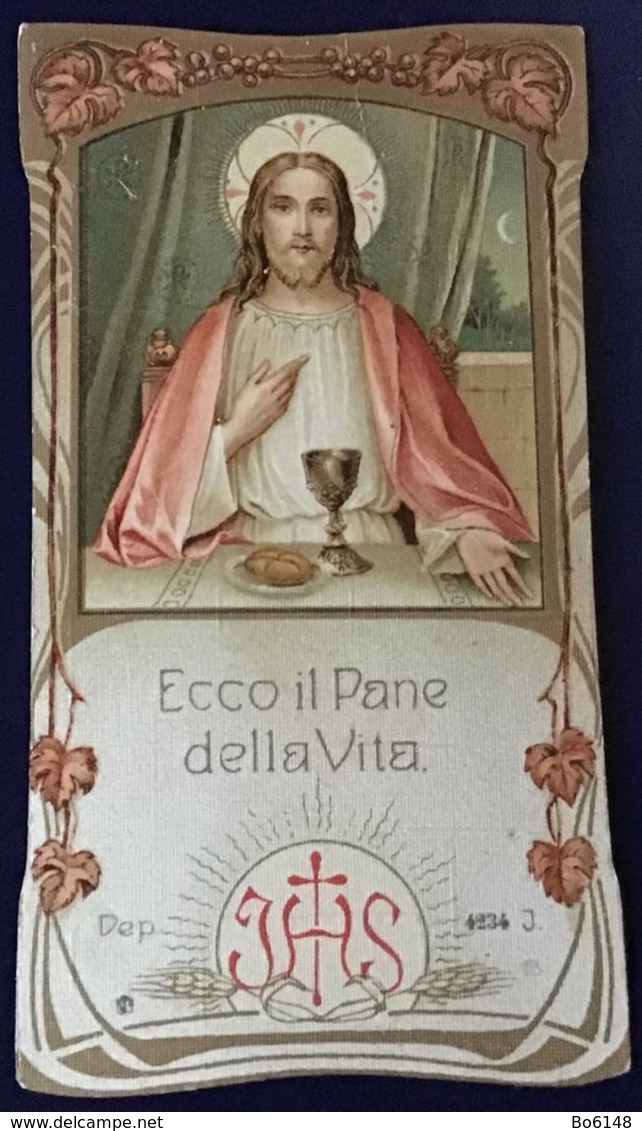 Antico Santino Holy Card Dei Primi '900  “ ECCO IL PANE DELLA VITA   “ N. 4234 Con Dedica 1916 - Images Religieuses