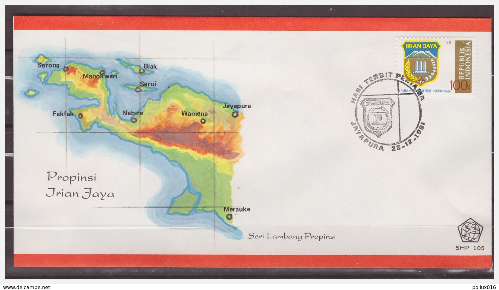 Indonesia 1981 FDC 105 Arms Of Province Irian Jaya - Indonesia