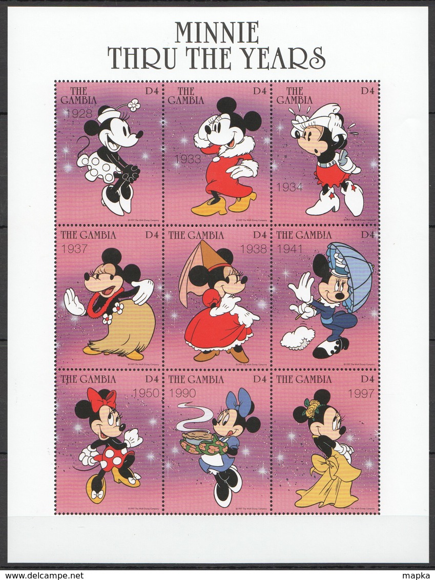 D294 GAMBIA CARTOONS WALT DISNEY MINNIE THRU THE YEARS 1KB MNH - Disney