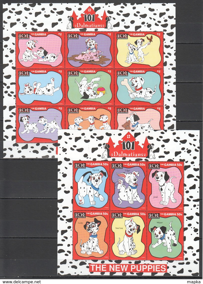 D297 GAMBIA DISNEY 101 DALMATIANS THE NEW PUPPIES PLAYFUL 2KB MNH - Disney