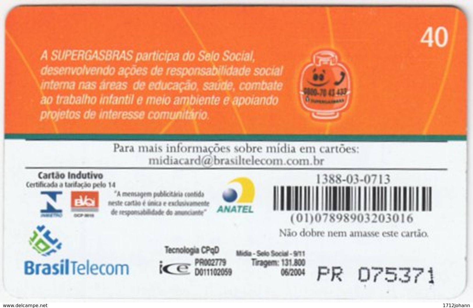 BRASIL G-809 Magnetic BrasilTelecom - Used - Brasilien