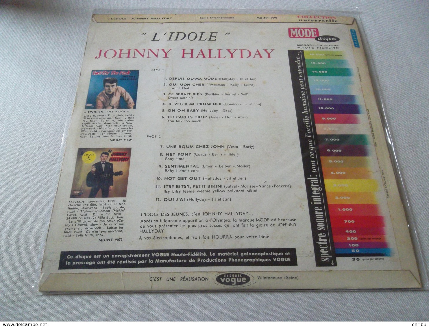 VINYLE 33 T JOHNNY HALLYDAY L'IDOLE DISQUES VOGUE MDINT 9095 - Rock