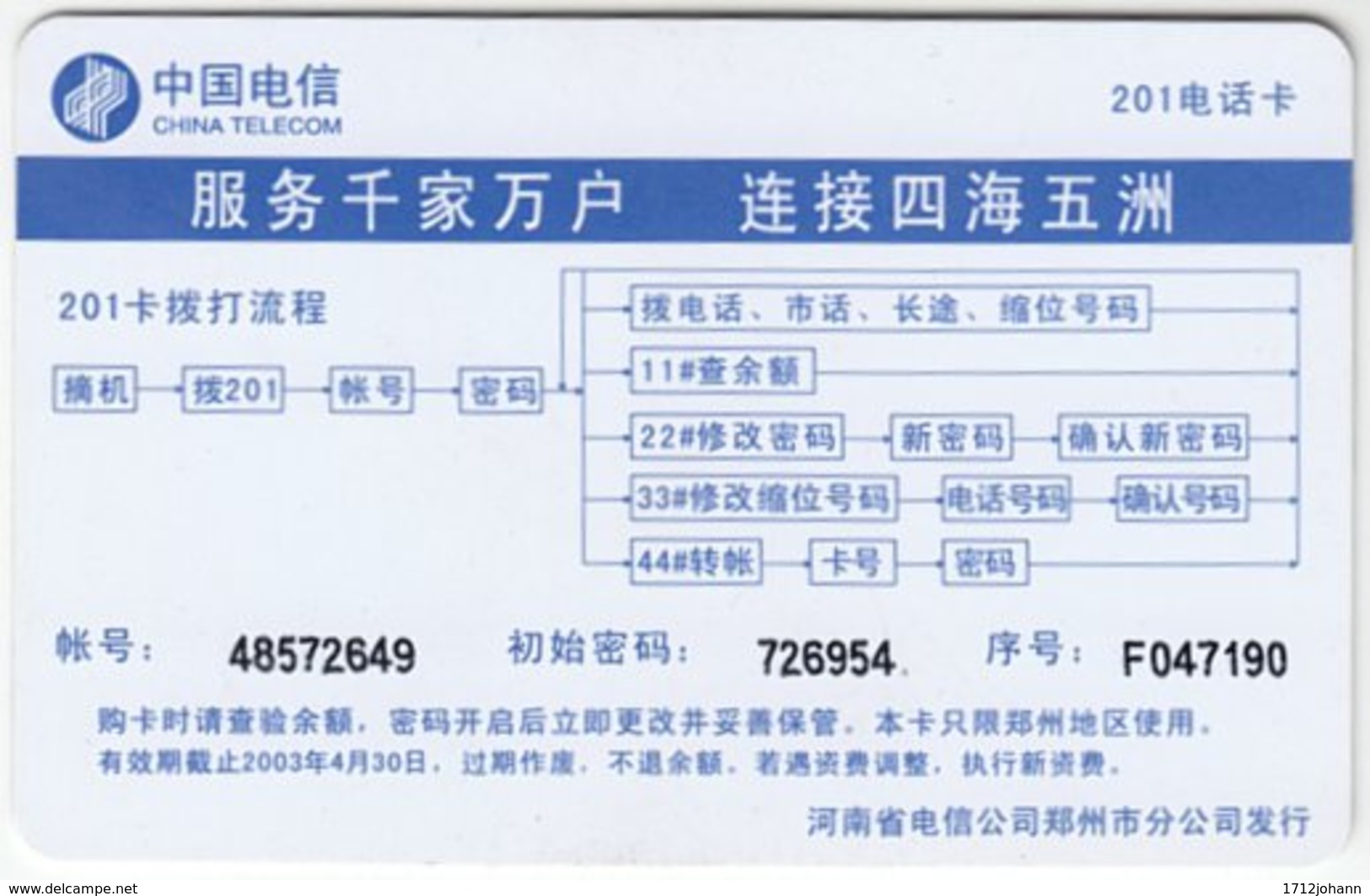 CHINA B-251 Prepaid ChinaTelecom - Animal, Penguin - Used - China
