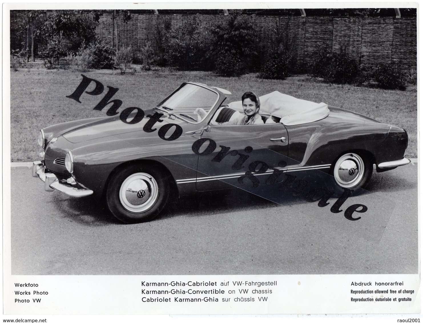 Autos Voitures Automobiles Cars - Photo De Presse Originale - Cabriolet Volkswagen VW Karmann Ghia Type 14 Convertible - Automobiles