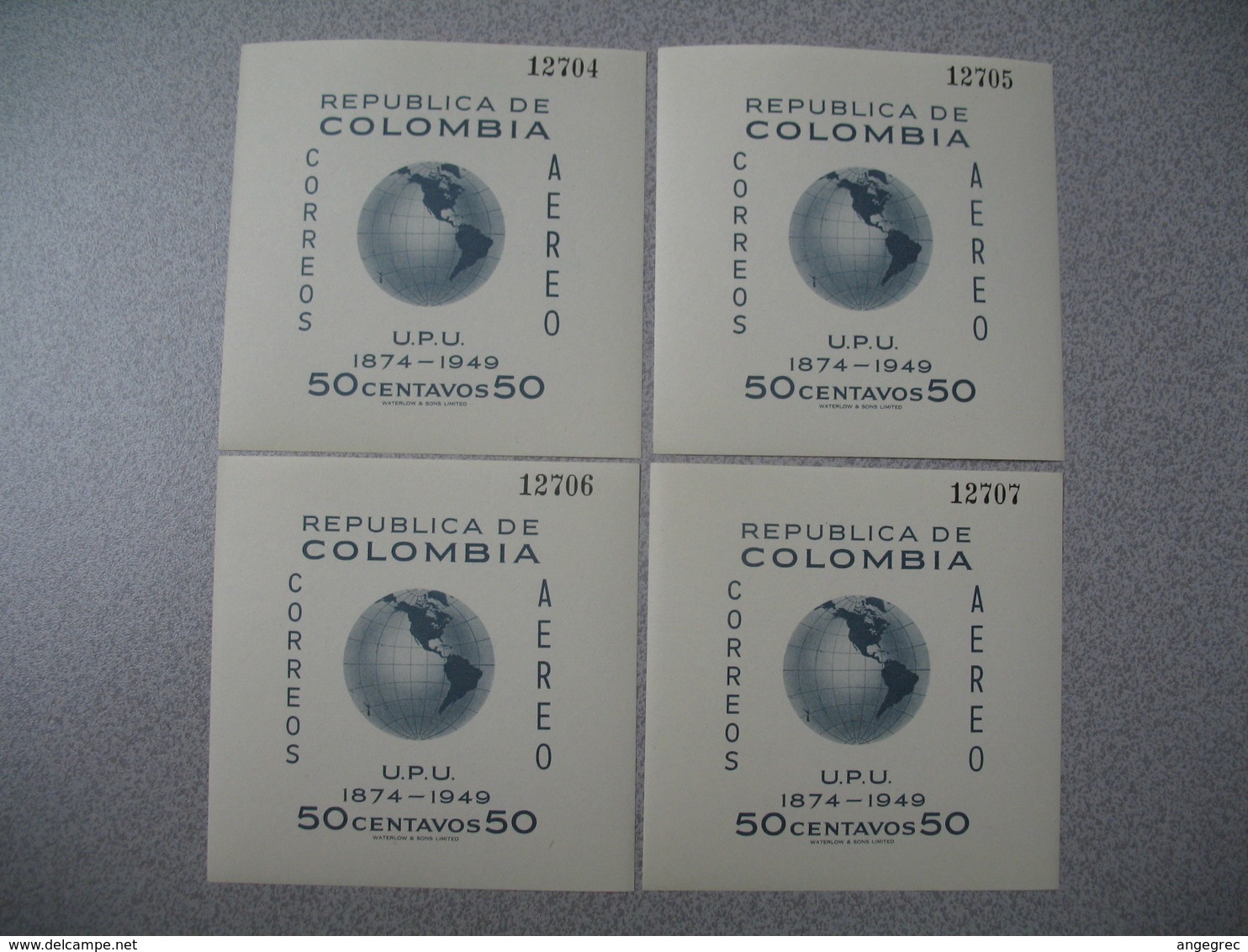 Bloc   N° 5 X 4 Expl    Republica De  Colombia Correos Ordinario  UPU 1949  Neuf ** - Colombie