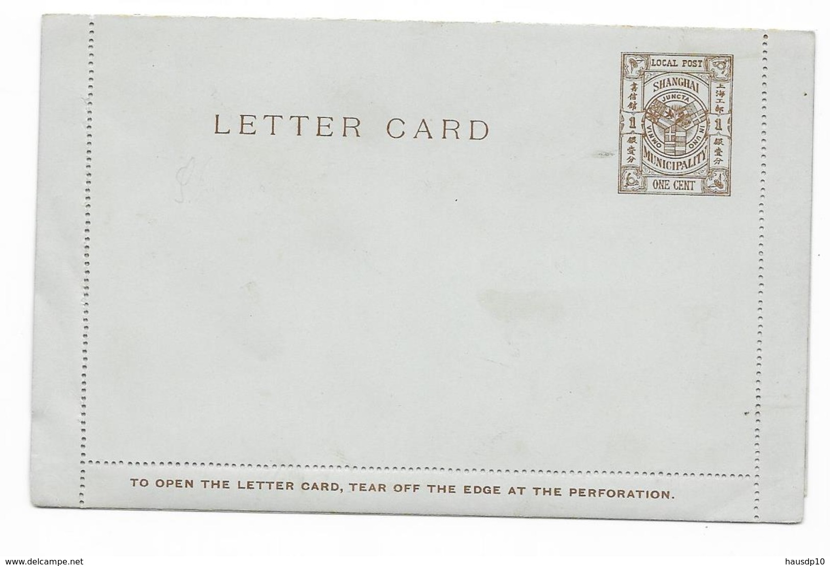 GA Letter Card Local Post Shanghai One Cent - Lettres & Documents