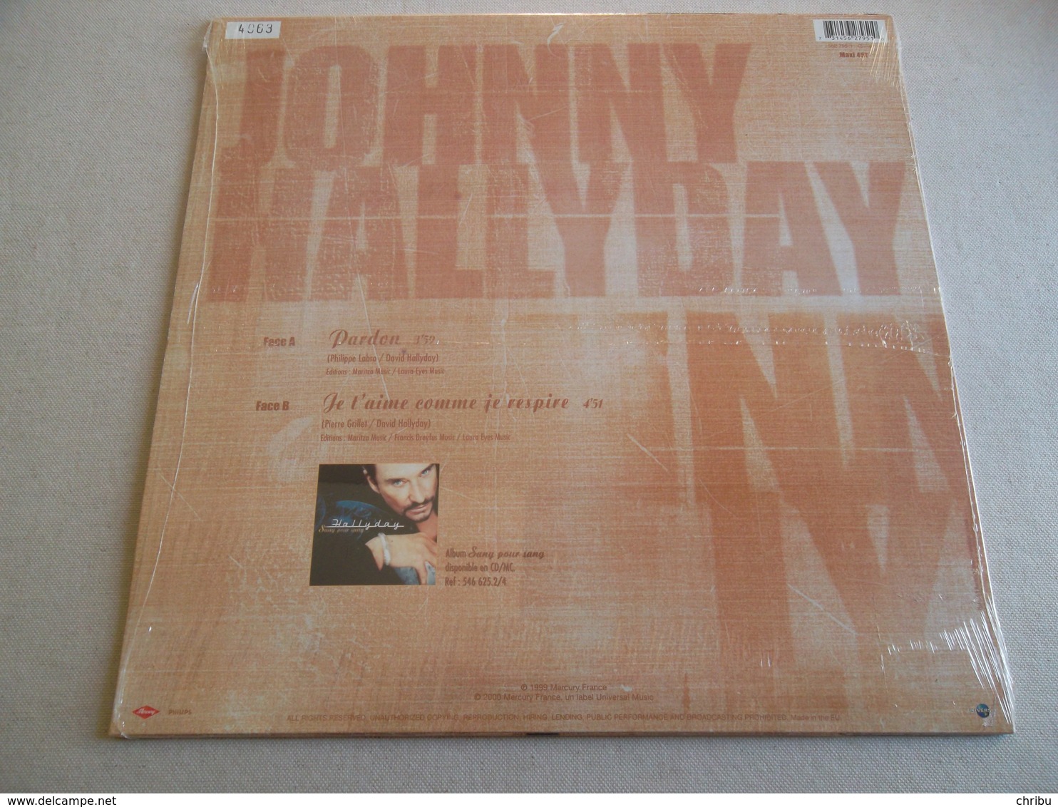 VINYLE MAXI 45 T JOHNNY HALLYDAY PARDON EDITION LIMITEE ET NUMEROTEE - Rock