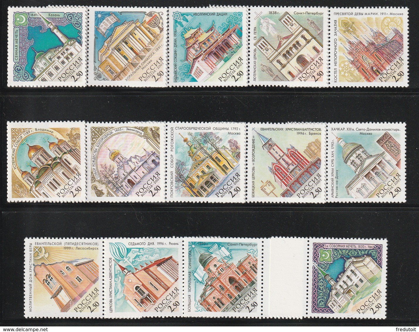 RUSSIE - N°6575/88 **  (2001) Edifices Religieux - Neufs