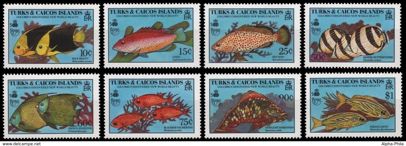 Turks- & Caicos 1990 - Mi-Nr. 920-927 ** - MNH - Fische / Fish - Turks E Caicos