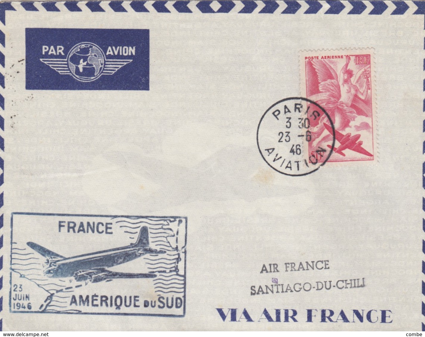 LETTRE SIGNÉE. 1946 FRANCE AMERIQUE DU SUD PARIS-AVIATION CHILI. DAGUIN SANTIAGO.ELUDIR LOS DEBERES MILITARES ES RENEGAR - 1960-.... Lettres & Documents