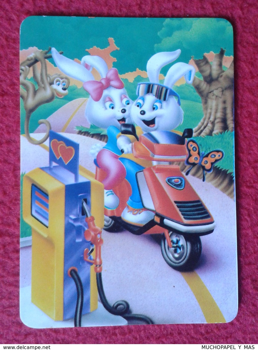 CALENDARIO DE BOLSILLO CALENDAR RABBIT LAPIN LIÈVRE HARE HASE LIEBRE CONEJO RABBITS CONEJOS EN MOTO GASOLINERA MONO VER - Tamaño Pequeño : 1991-00