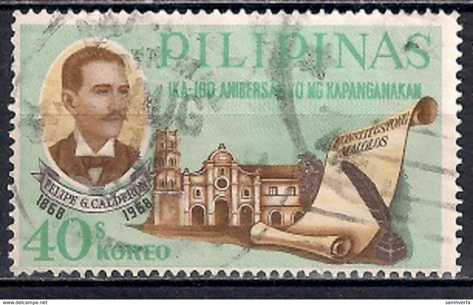 Philippines 1968 - The 100th Anniversary Of The Birth Of Felipe G. Calderon (Lawyer And Author Of Malolos Constitution) - Filipinas