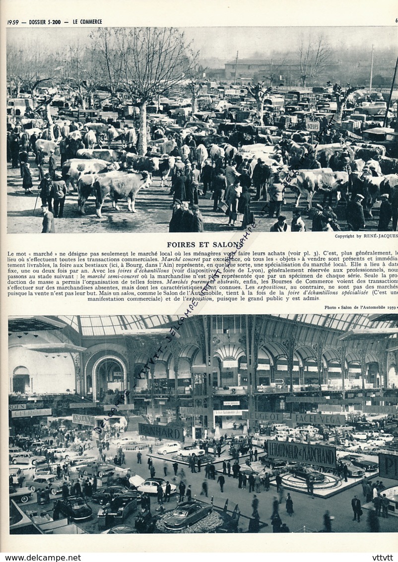 Photo (1959) : Marché Aux Bestiaux à Bourg (Ain), Salon De L'Automobile, Paris, Légende, 3 Scans - Collections