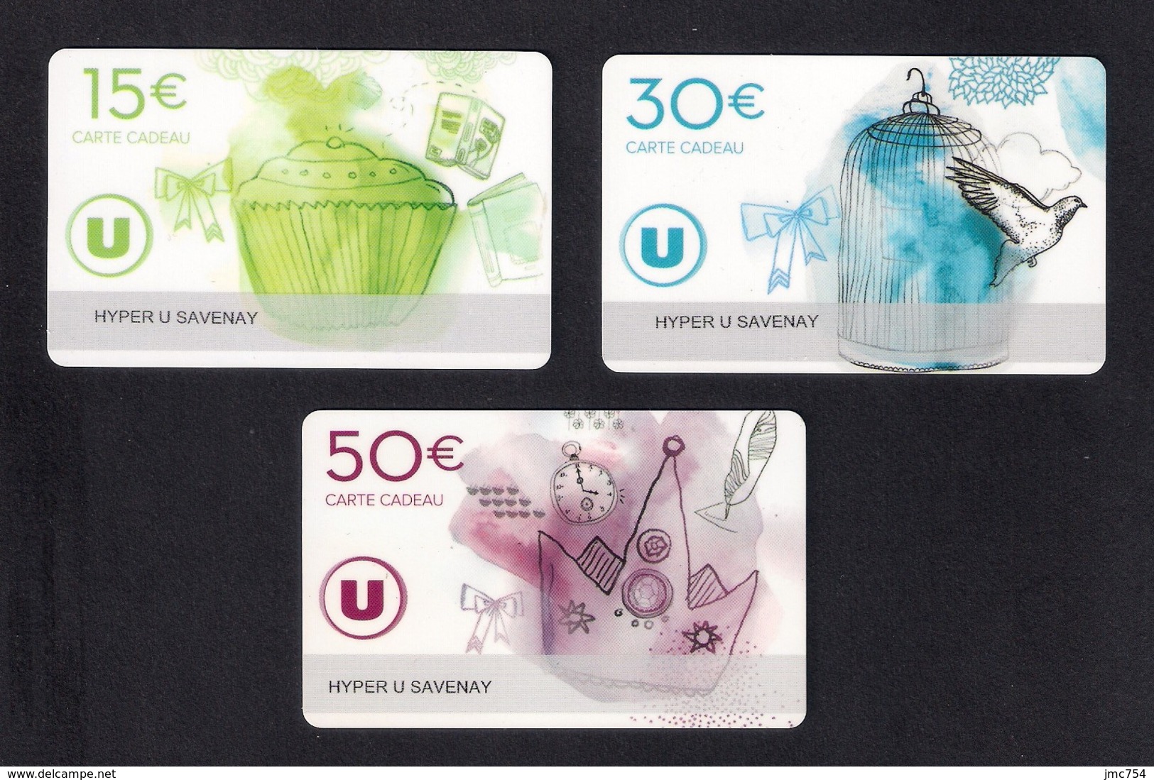 3 Carte Cadeau  Hyper U   SAVENAY (44).   Gift Card. - Cartes Cadeaux