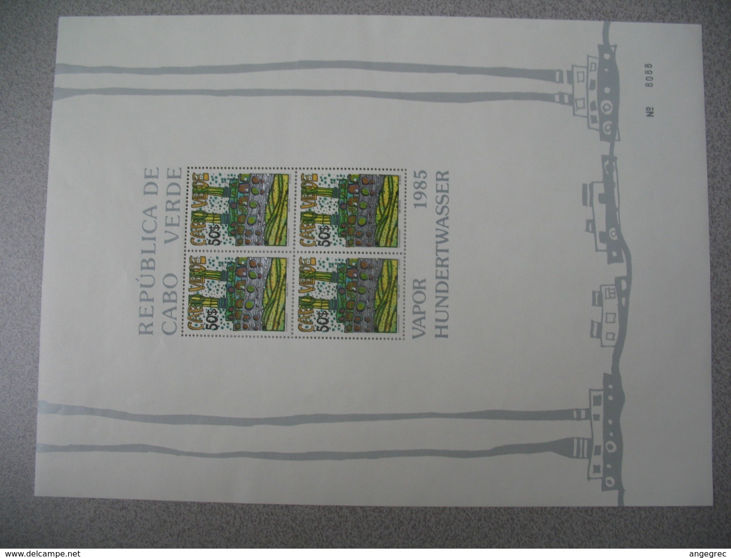 Cap Vert - Republica De Cabo Verde Lot De 3 Feuille -Bloc - Vapor  1985  Hundertwasser  TTBE - Cap Vert