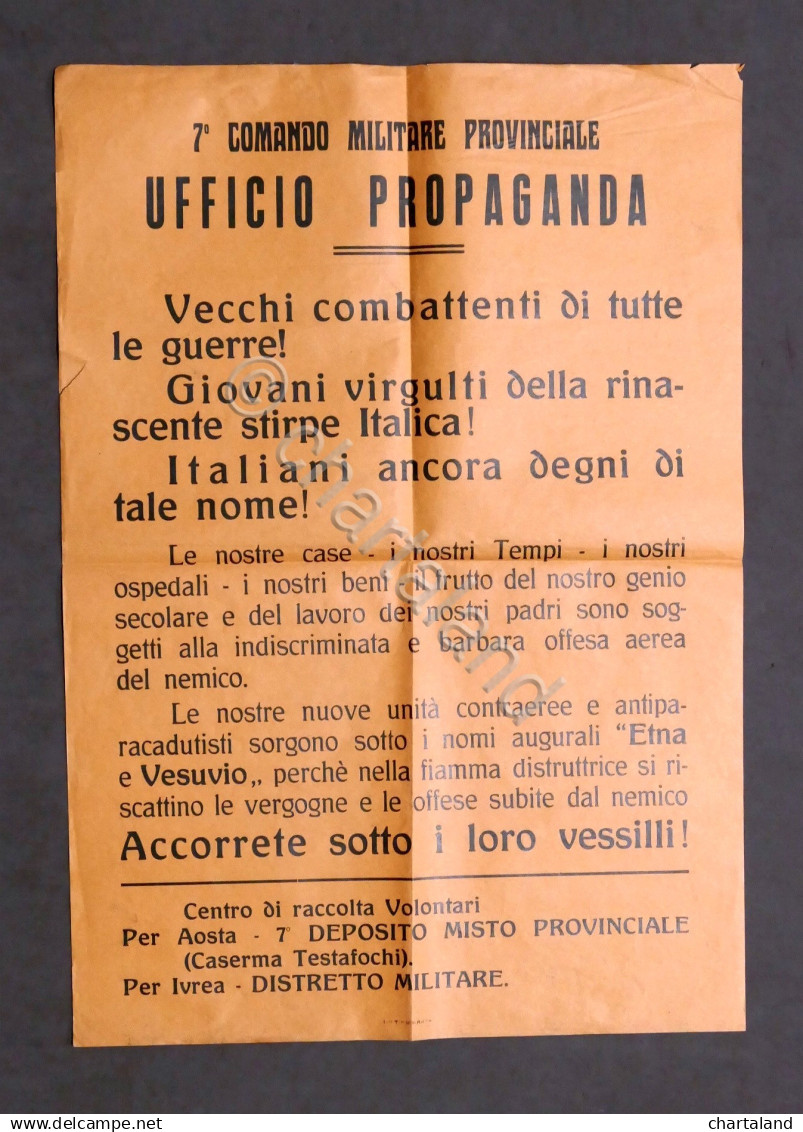 Storia WWII - Volantino Propaganda RSI - Divisioni Etna E Vesuvio - 1944 - Non Classés