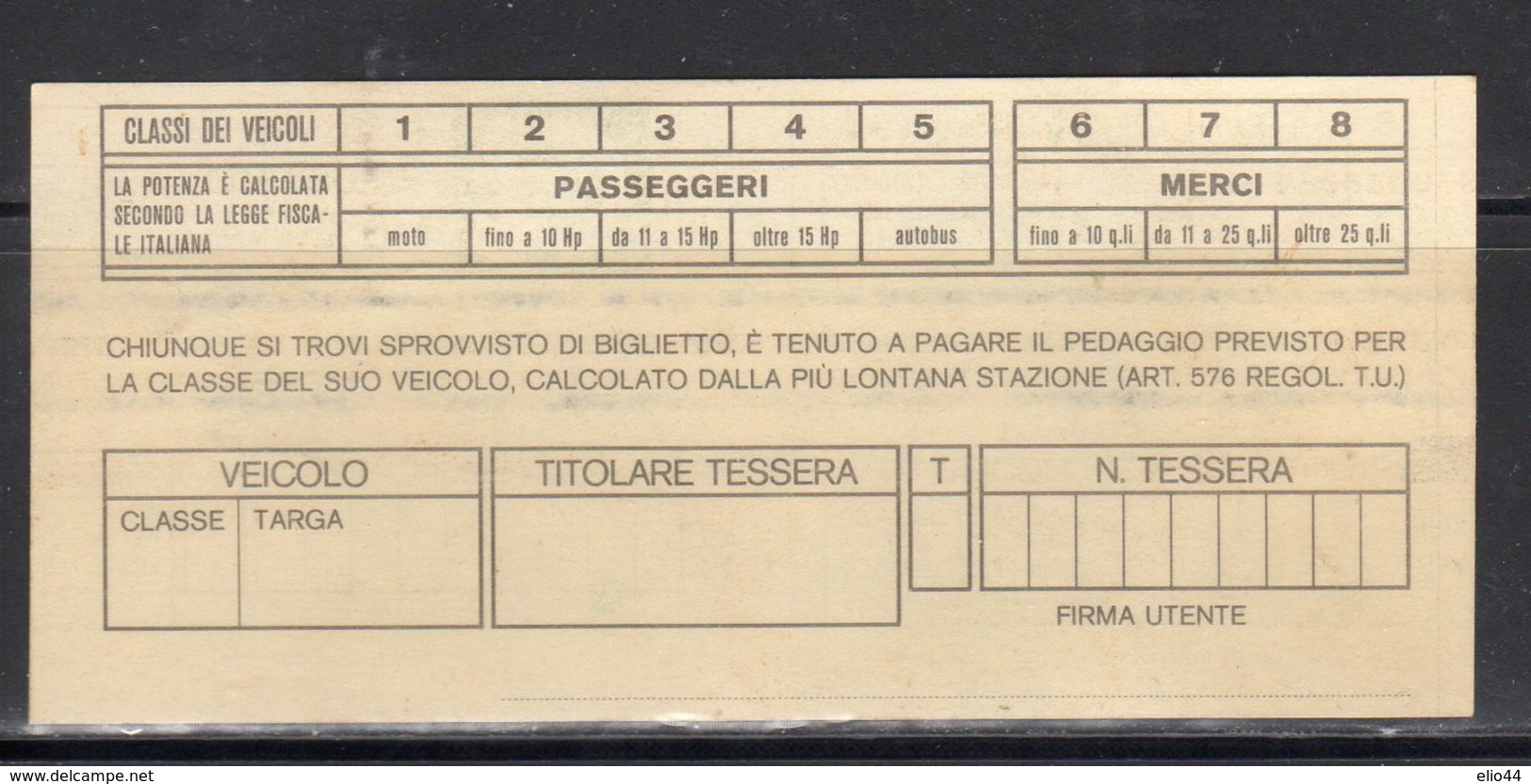 Scontrino Di Pedaggio Autostrada Messina Palermo - - Autres & Non Classés