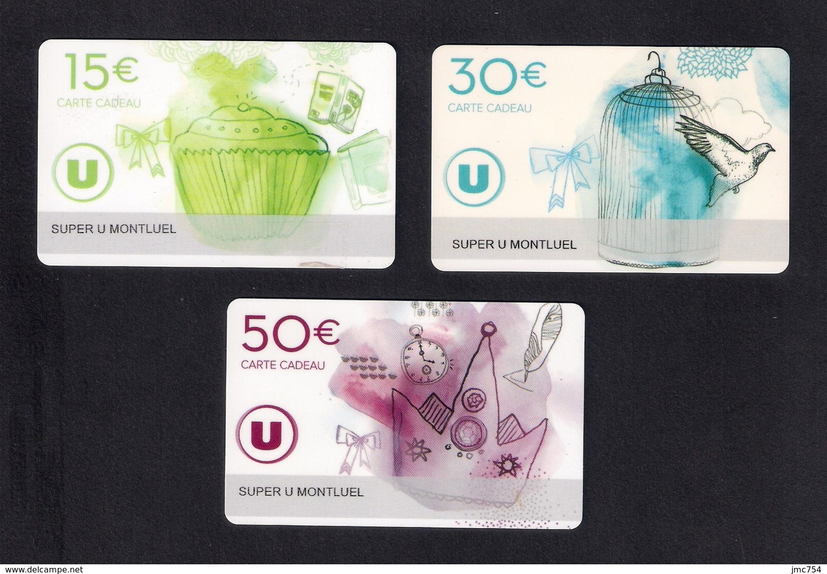 3  Carte Cadeau Super U   MONTLUEL (01).    Gift Card. Geschenkkarte - Cartes Cadeaux