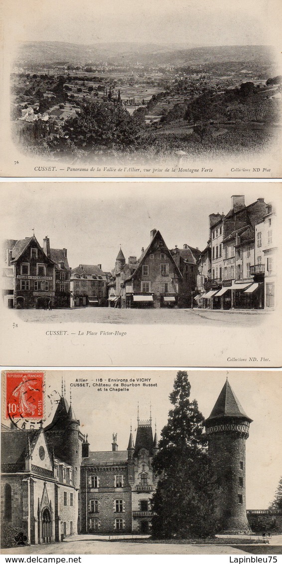 CPA 03 Allier Cusset Château Bourbon Busset Chapelle Place Victor Hugo Panorama Vallée Allier Montagne Verte - Autres & Non Classés