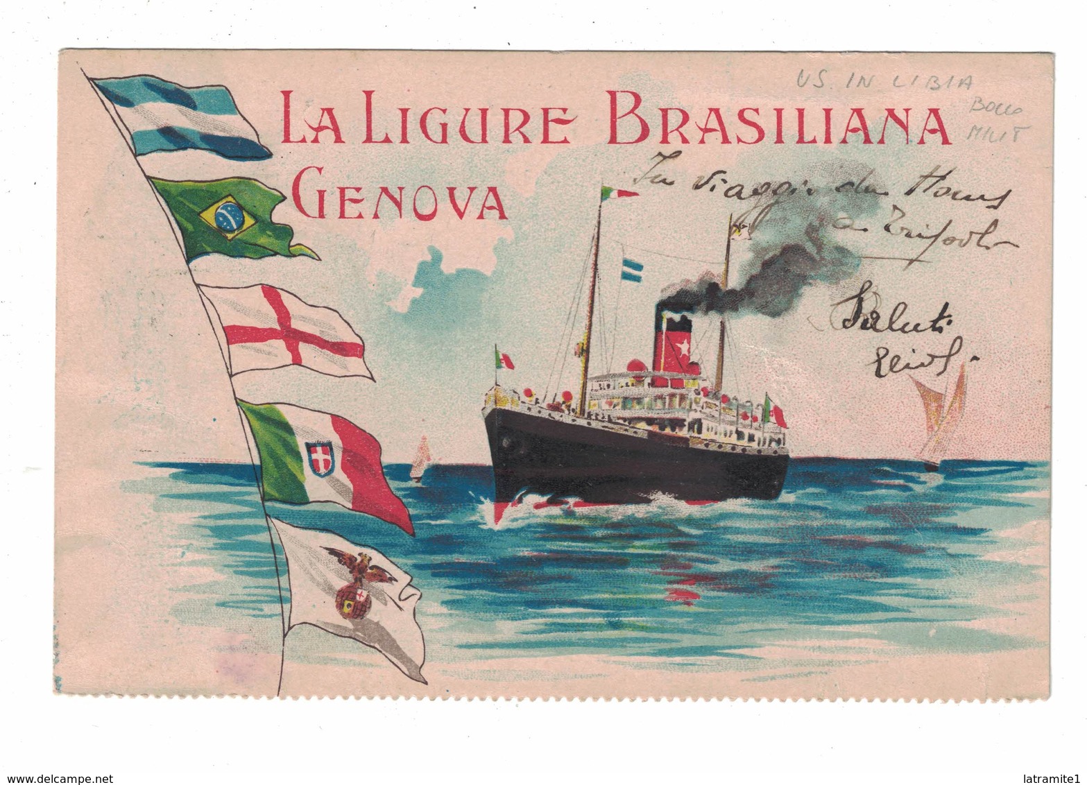 CARTOLINA POSTALE  LA LIGURE BRASILIANA GENOVA - Pubblicitari