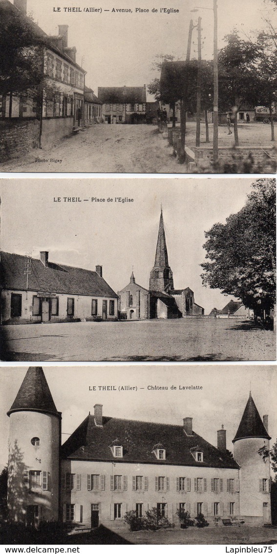 CPA 03 Allier Le Theil Château De Lavelatte Ou La Velatte Place De L'église Avenue - Autres & Non Classés