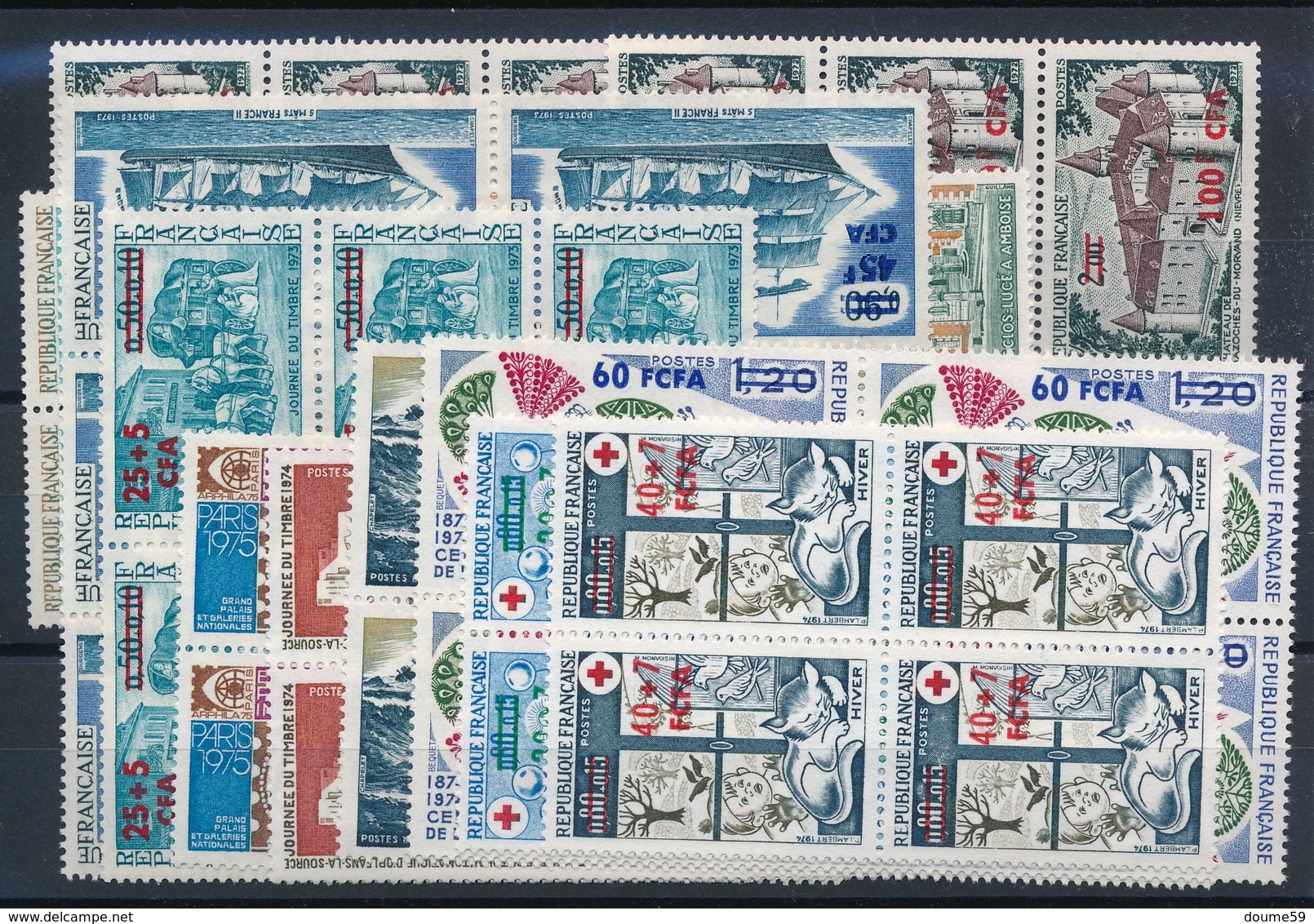 CK-198: REUNION: Lot  Avec Timbres De 1973/742** En Blocs De 6 Ou 4 - Neufs