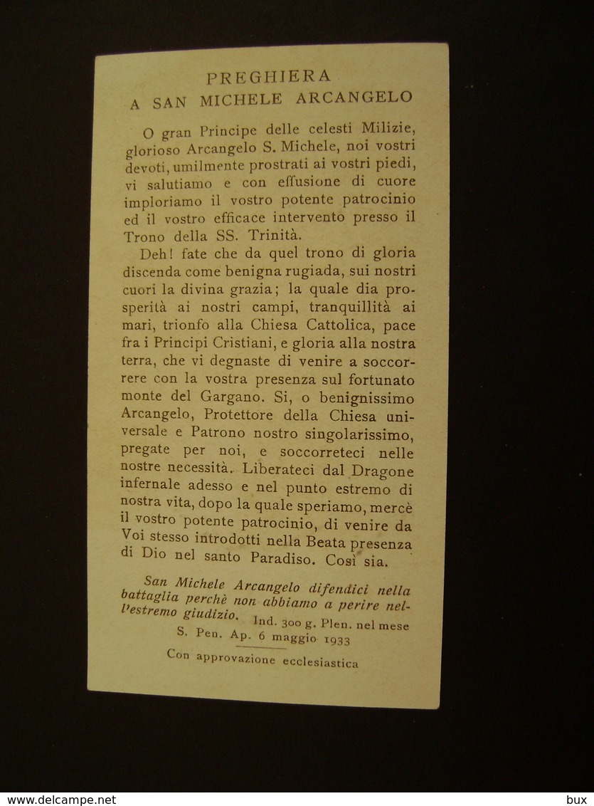 S. Michele Arcangelo   Che Si Venera Basilica Monte S.angeloSANTO SANCTUS SAINT  IMAGE PIEUSES  ANDACHTSBILD  ANCIEN - Imágenes Religiosas