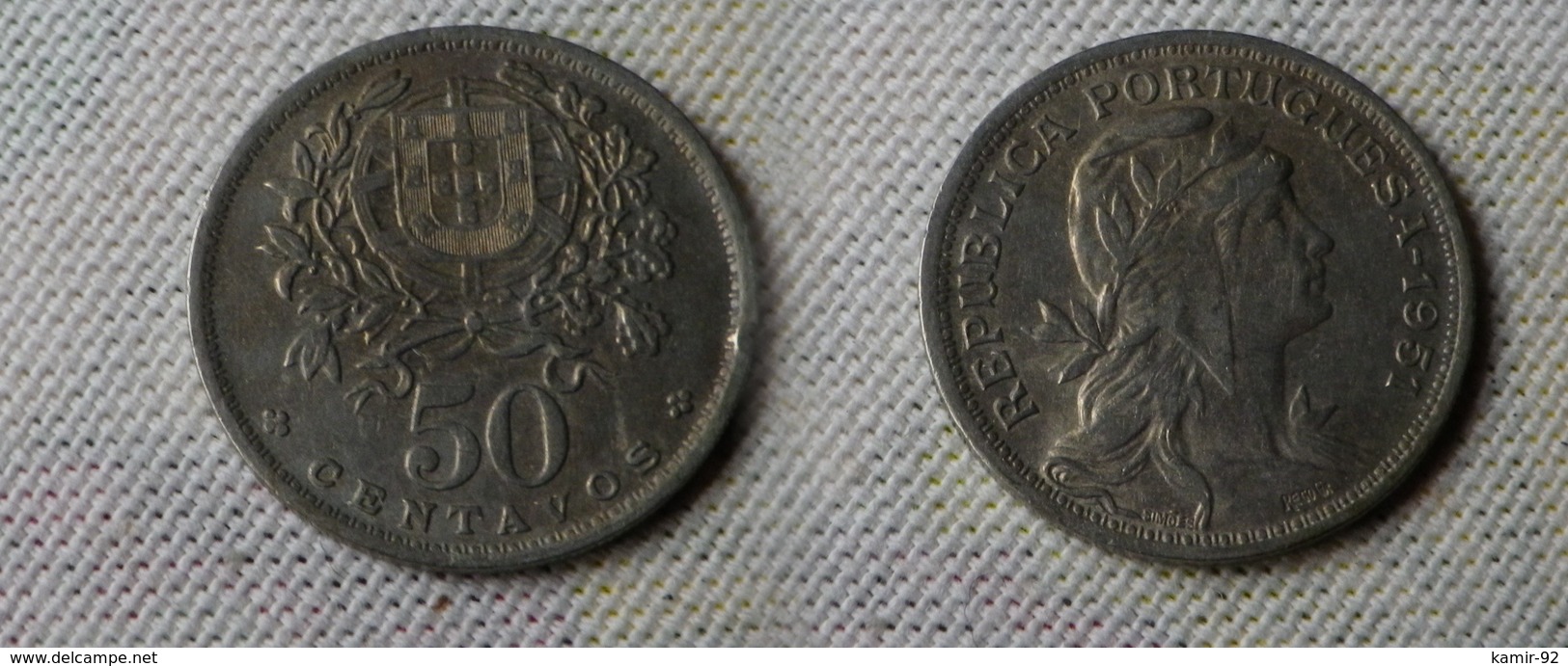 Portugal 50  Centavos 1951   Km#577  -  Ttb - Portugal