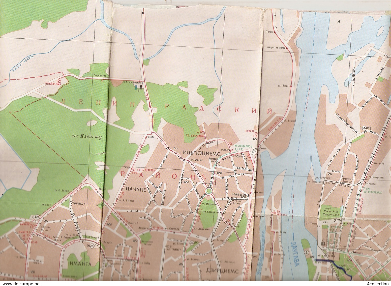 k. USSR Soviet Latvia Map - RIGA Passenger Transport Scheme 1980s