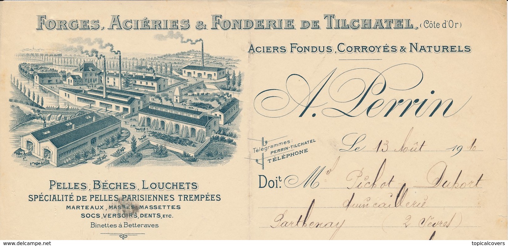 Factuur / Brief Tilchatel 1910 - Forges - Acieries - Fonderie -  Steelworks - Foundry - 1900 – 1949