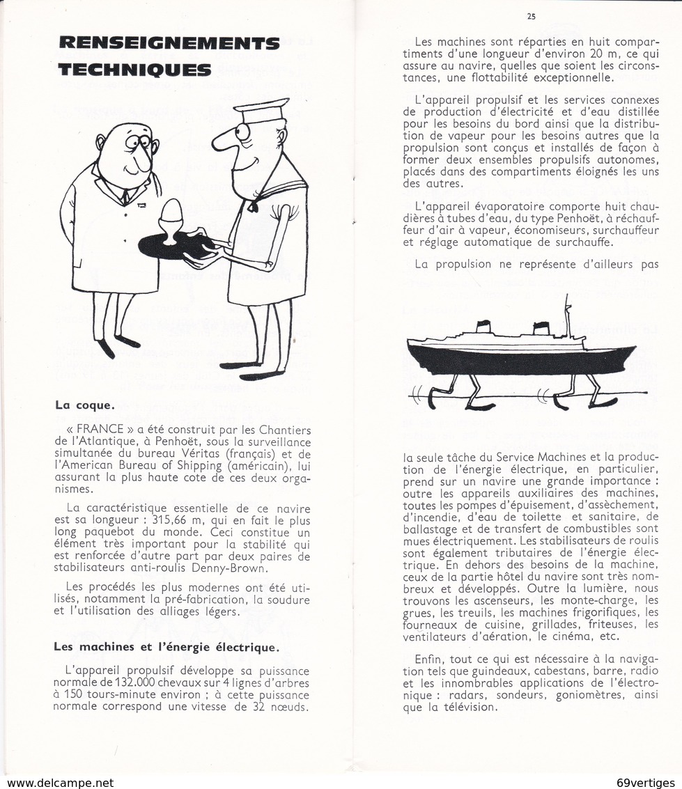 La Transat Vous Souhaite Un Bon Voyage à Bord De "FRANCE", Livret D'accueil, Dessins De PIEM - Autres & Non Classés