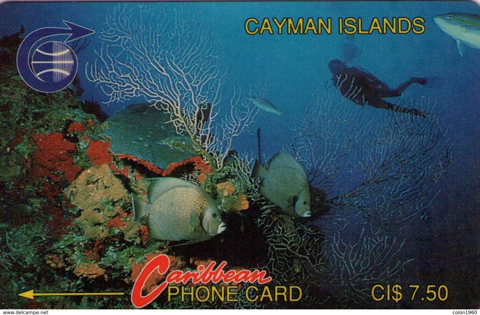 CAYMAN ISLANDS. Diver In Reef (Old Logo). 1991. 48500 Ex. 2CCIA. (911) - Iles Cayman