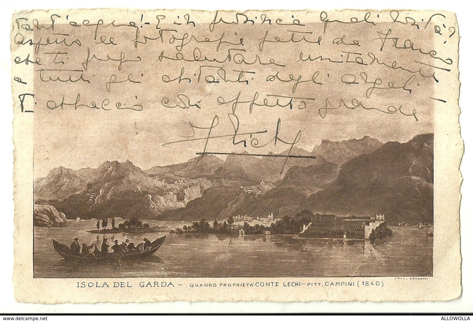 2194 " ISOLA DEL GARDA-QUADRO PROPRIETA' CONTE LECHI-PITTORE CAMPINI(1840) " CART. ORIG.  SPED. - Brescia