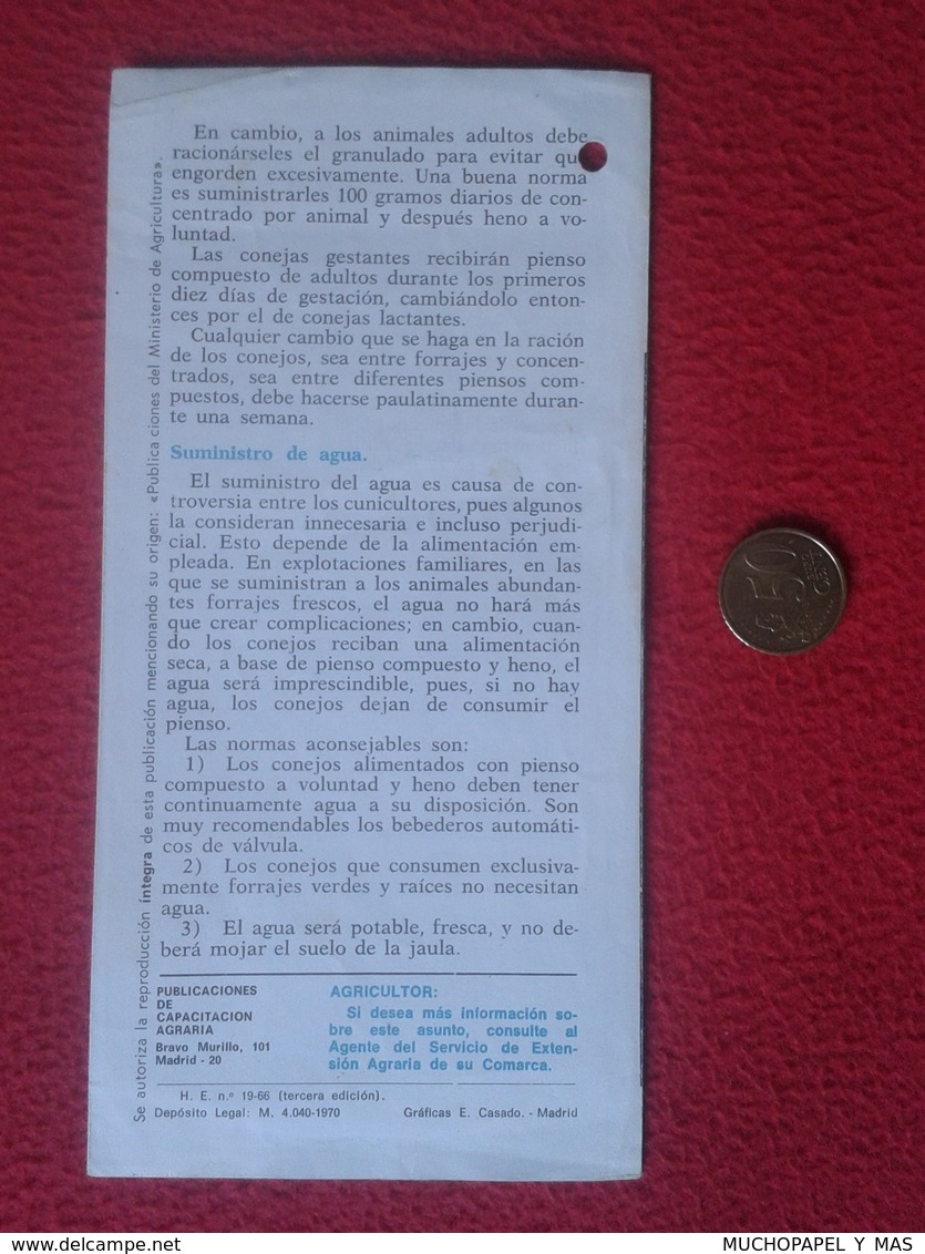 SPAIN DOCUMENTO TRÍPTICO OLD DOCUMENT RABBIT LAPIN LIÈVRE HARE HASE LIEBRE CONEJO RABBITS LA ALIMENTACIÓN DE LOS CONEJOS - Non Classés