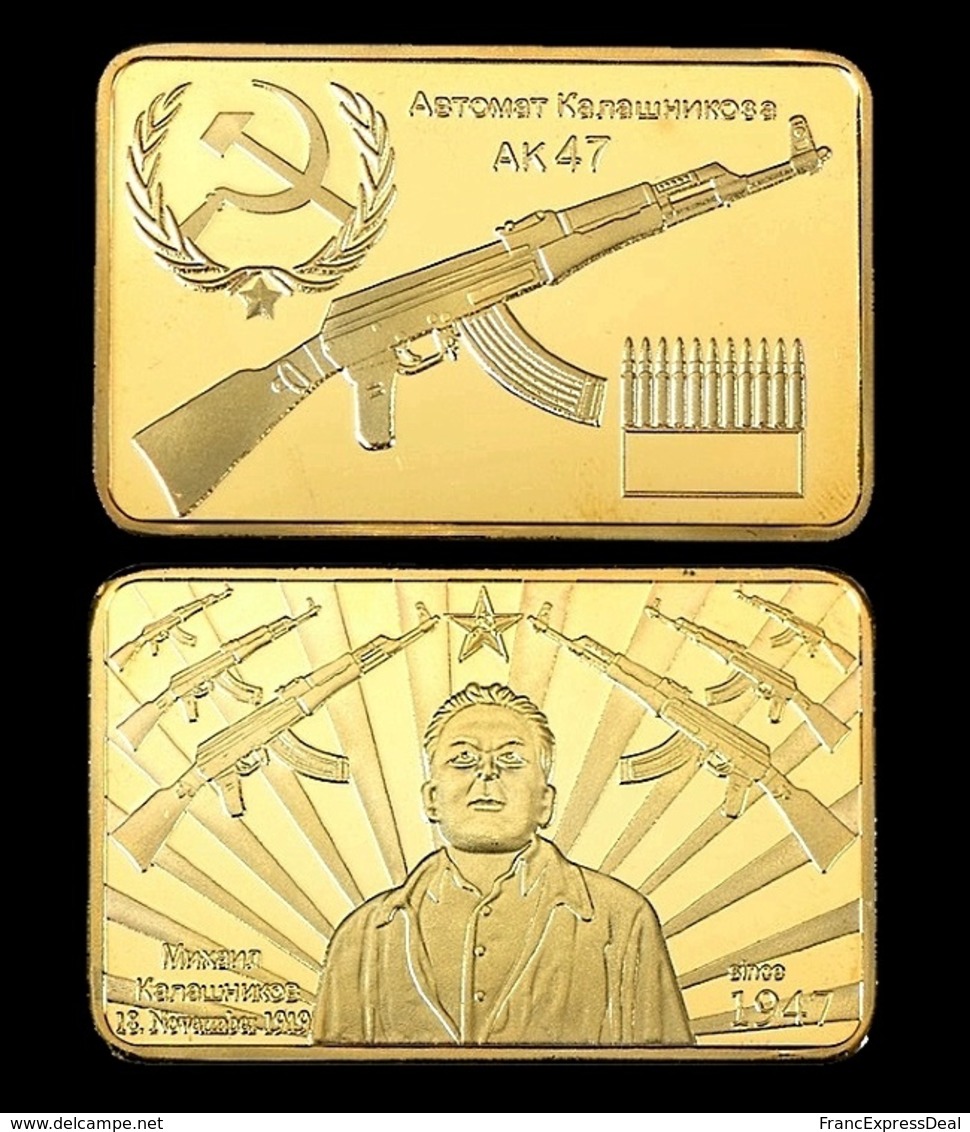 1 Lingot Plaqué OR ( GOLD Plated Bar ) - Fusil Ak-47 Kalachnikov URSS Russia CCCP - Autres & Non Classés