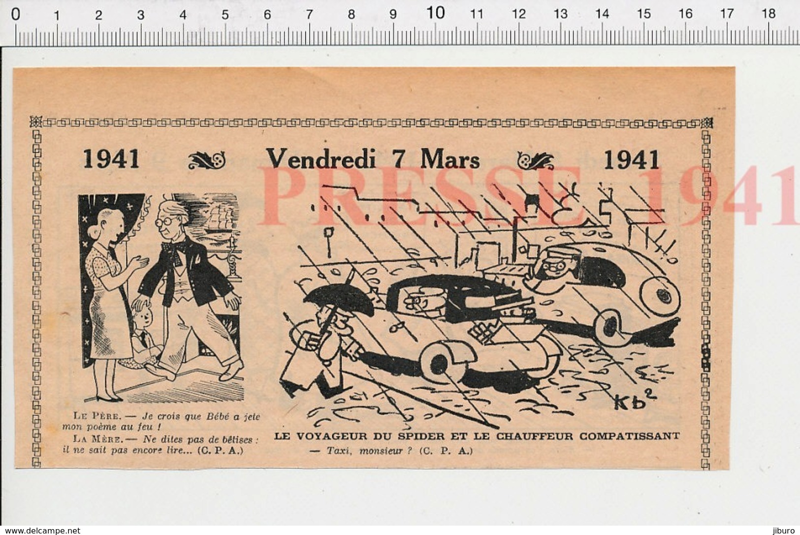 2 Scans 1941 Humour Métier Chauffeur De Taxi Voiture Ancienne Fumisterie Poêles Poêle Danlamin Fourneaux Cuisine 223XP - Non Classés