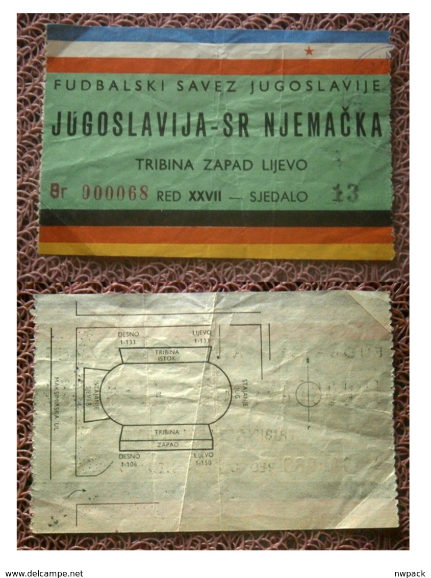 Football / Soccer Match: YUGOSLAVIA - W. GERMANY, Zagreb 30.IX.1962. - Program And Ticket - Autres & Non Classés