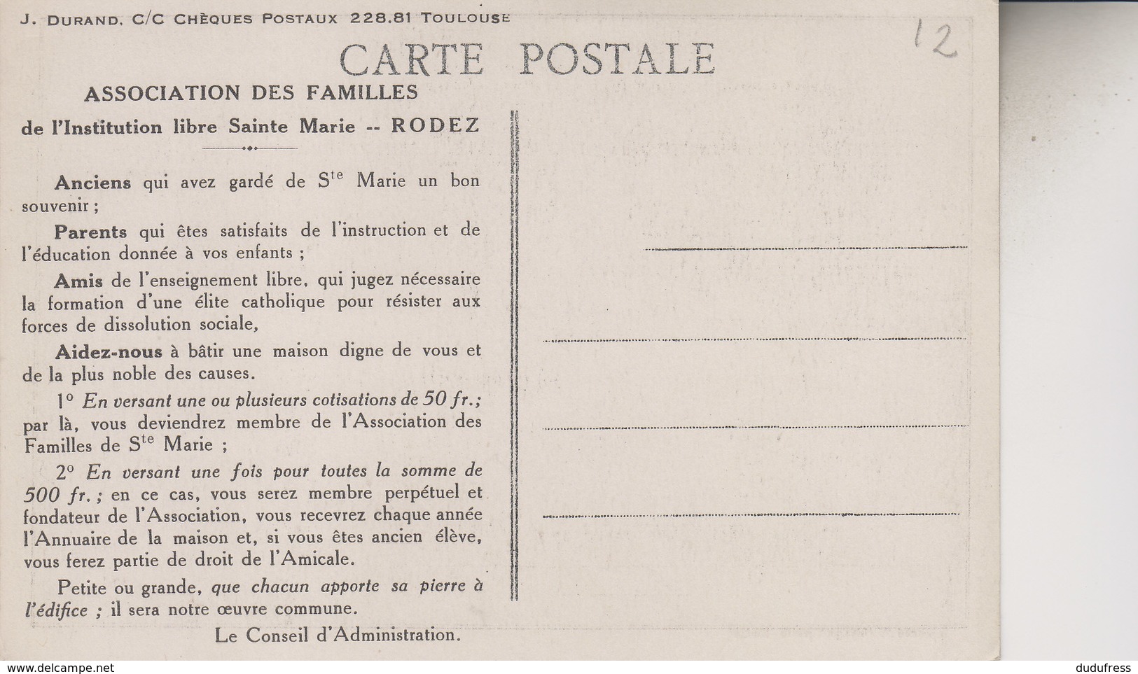 RODEZ    INSTITUTION STE MARIE - Rodez